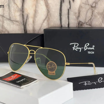 Stylish Aviator Green & Gold Sunglasses